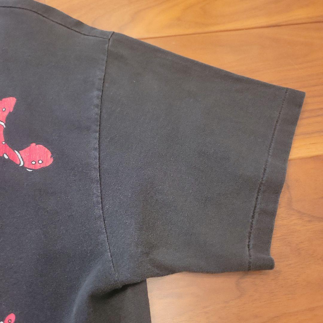 90s チェシャ猫Tシャツ 黒　不思議の国のアリス　M