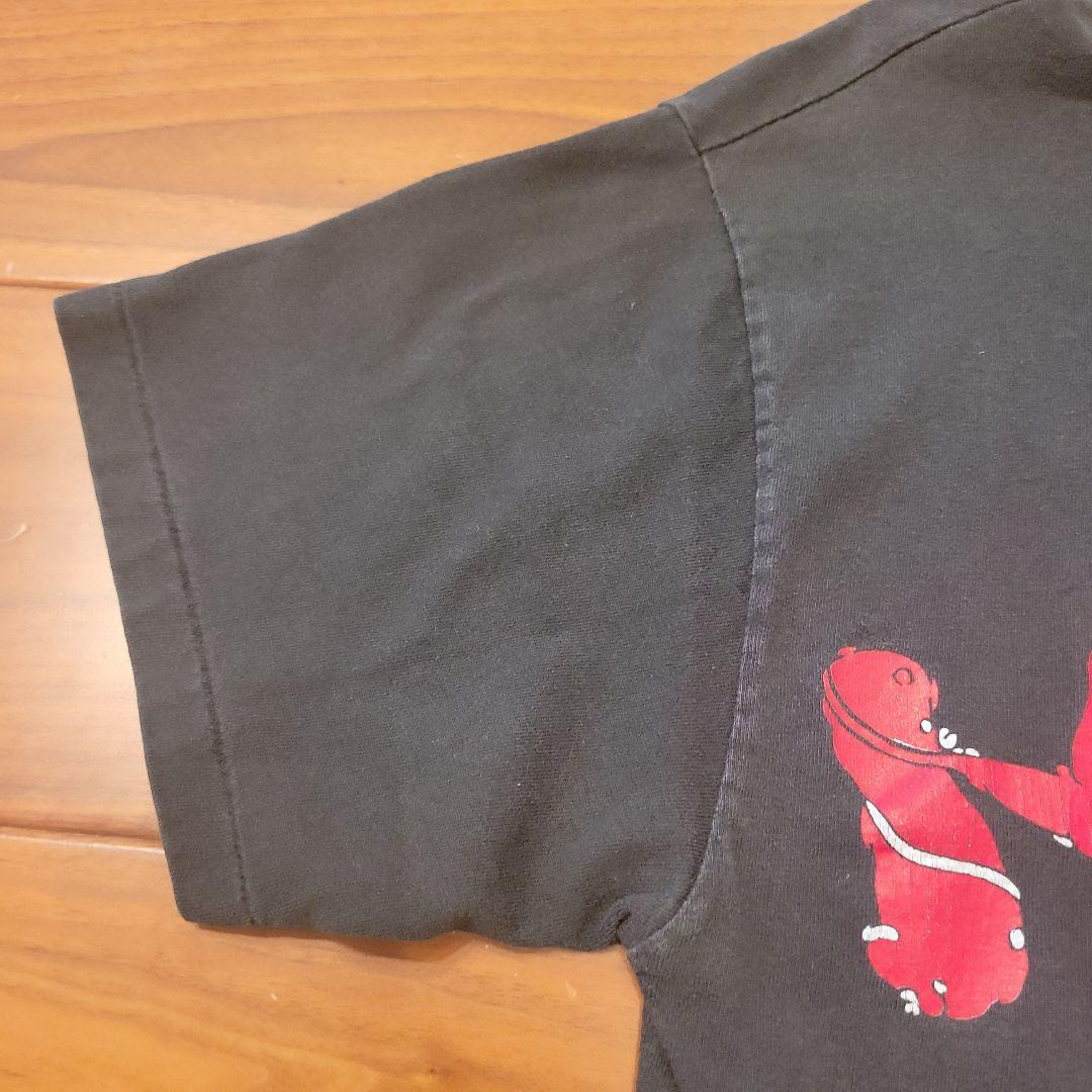 90s チェシャ猫Tシャツ 黒　不思議の国のアリス　M