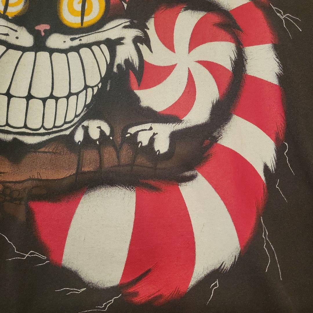 90s チェシャ猫Tシャツ 黒　不思議の国のアリス　M
