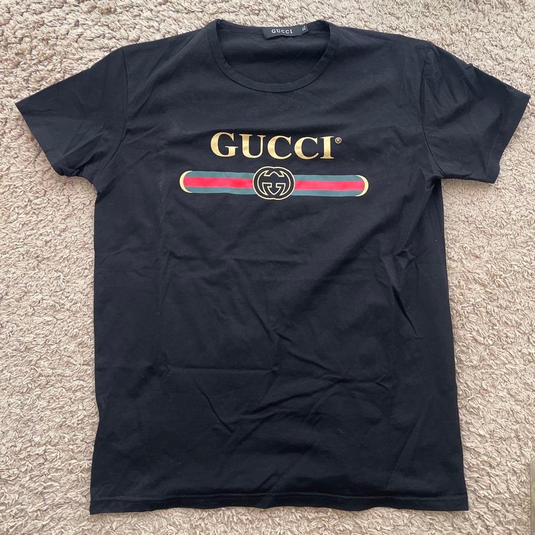 GUCCI ブラック ロゴ Tシャツ L