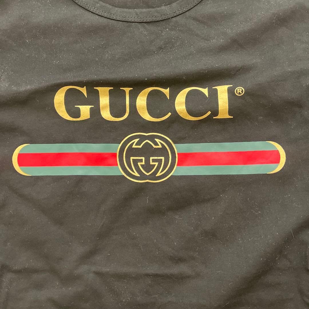 GUCCI ブラック ロゴ Tシャツ L