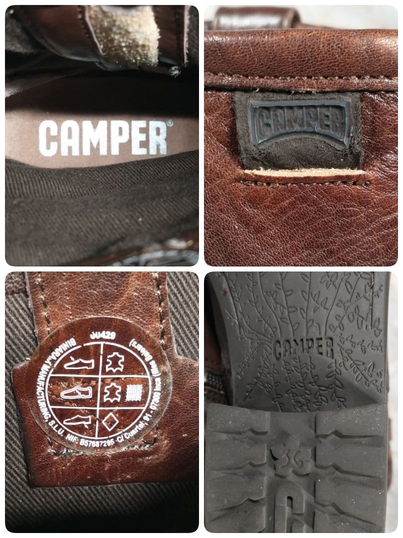 CAMPER 本革レザーミドルブーツ ダークブラウン EU36 美品