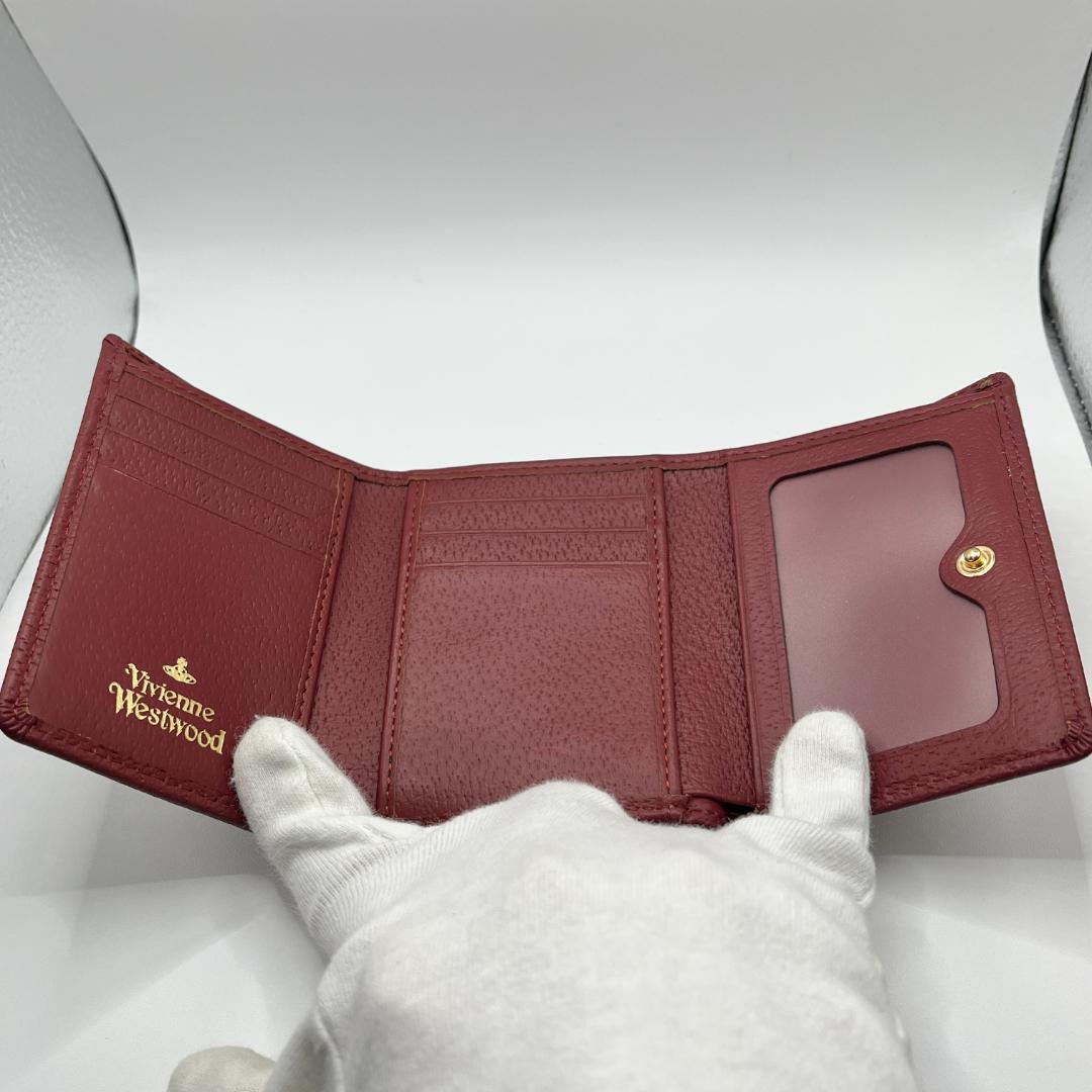 大人気 Vivienne Westwood 特価 がま口 折財布 エンジ赤 人気