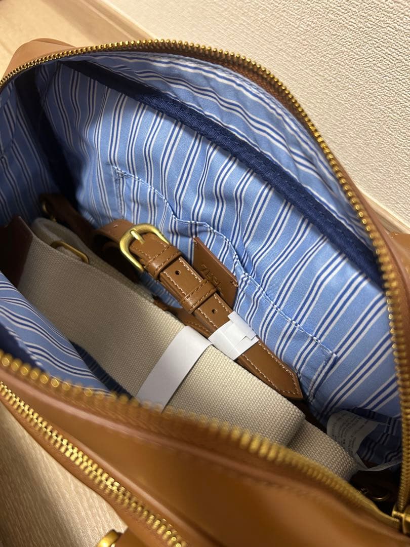 【完売品】ZARA ジッパーボストンバッグ　ブラウン レザー　新品未使用