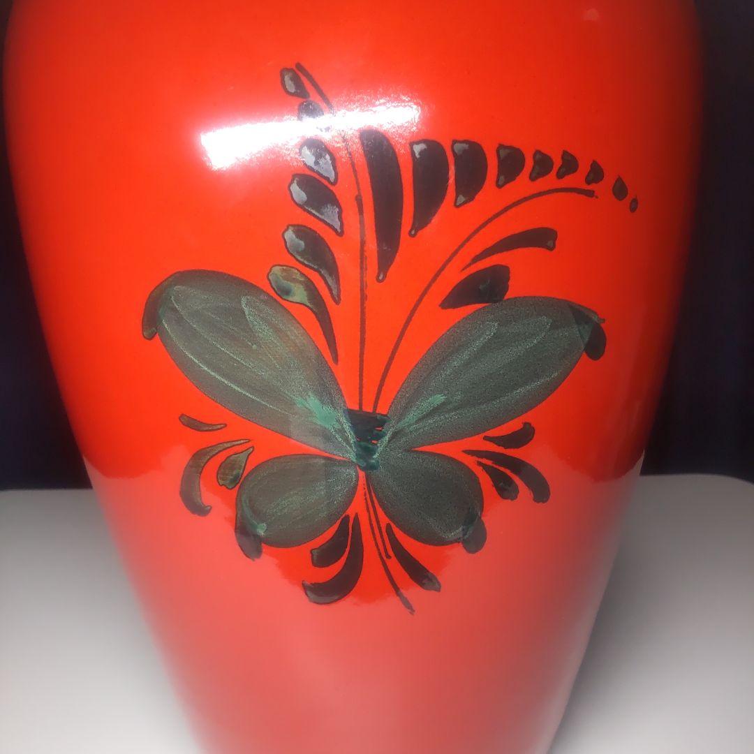 美品 イタリア製 陶器 傘立て　イタリア製　レッド 花模様 ヒマワリ