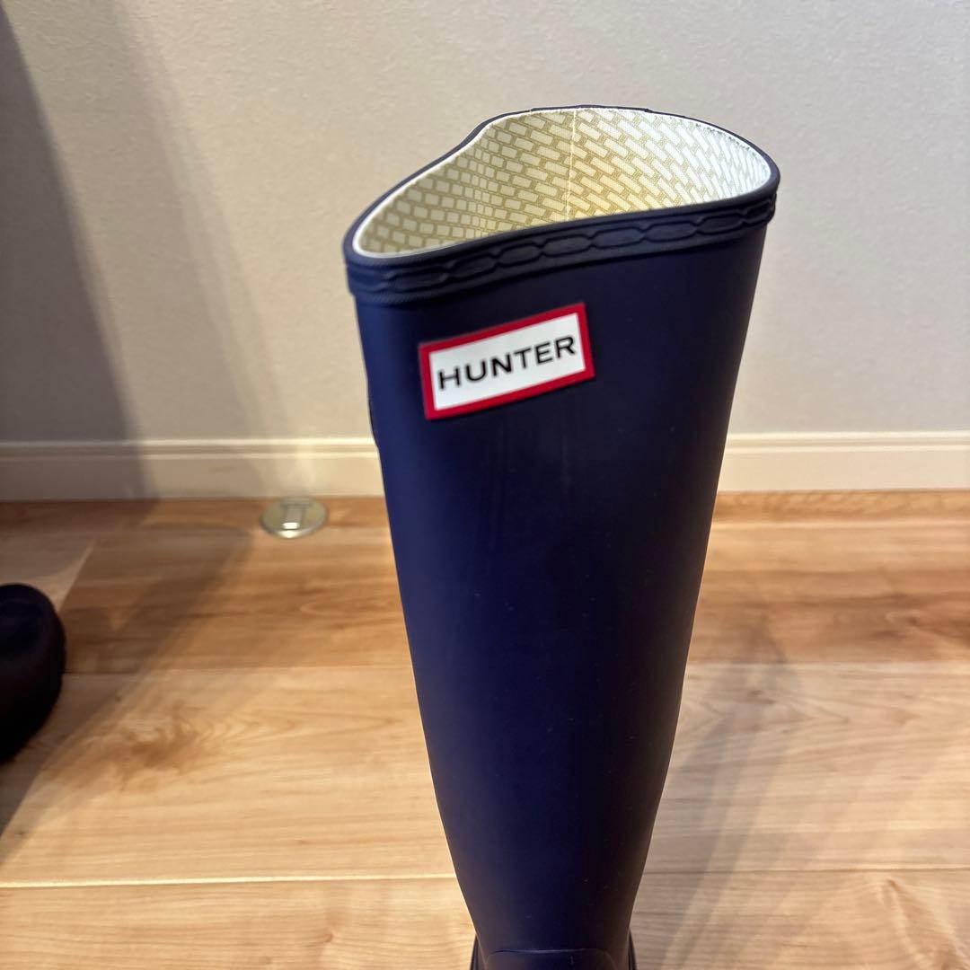 【ほぼ新品】HUNTER ネイビー 長靴 バックル付き