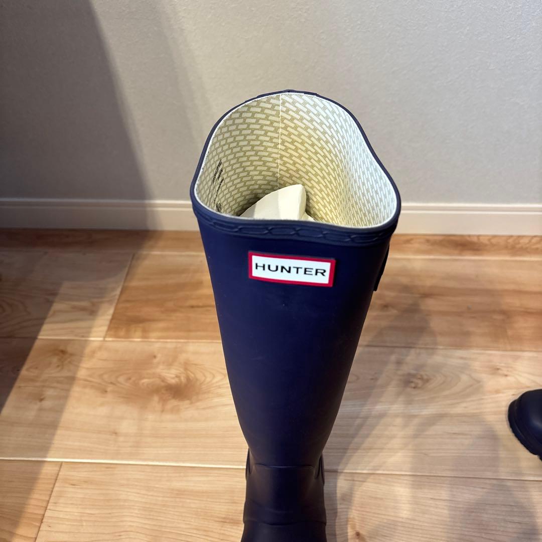 【ほぼ新品】HUNTER ネイビー 長靴 バックル付き