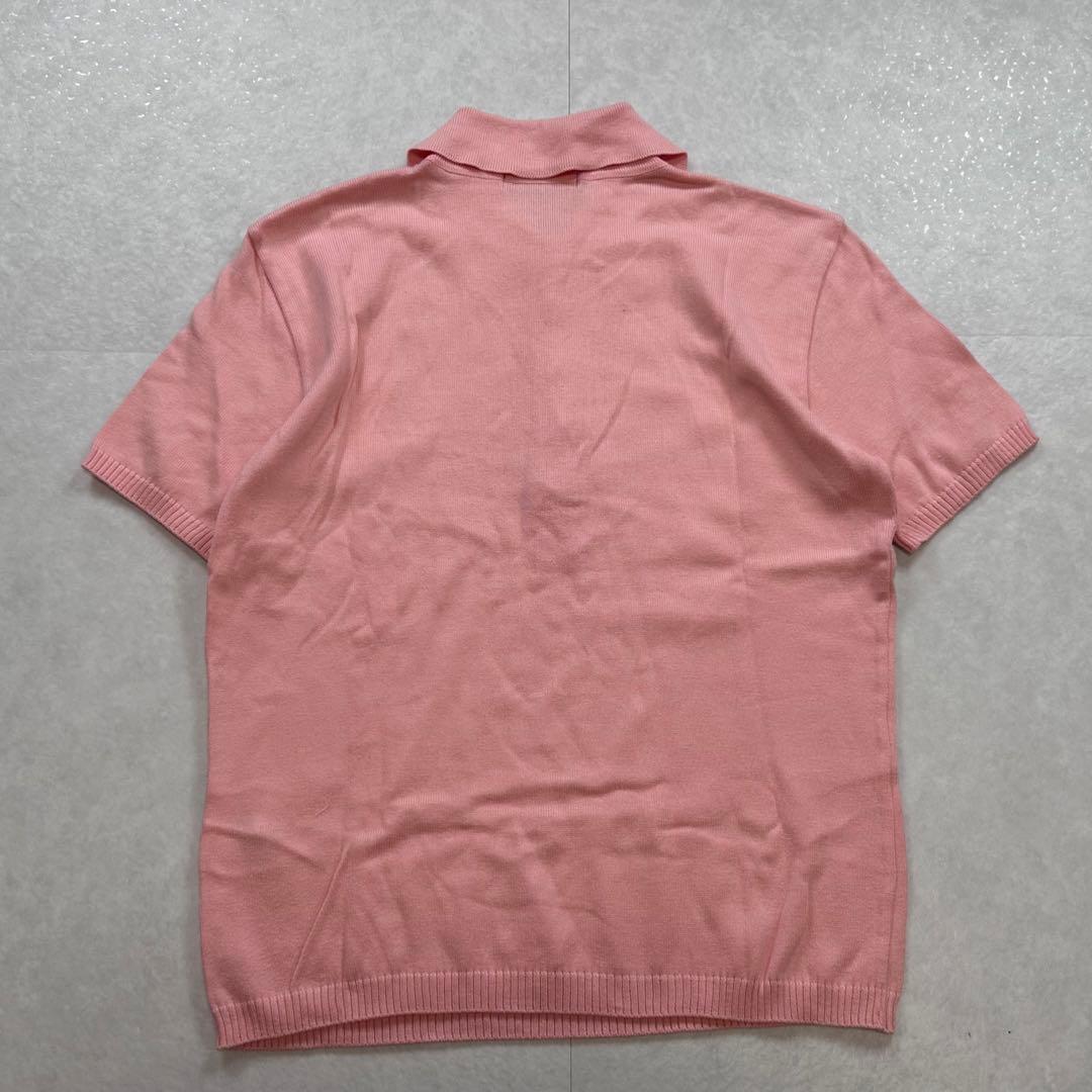 【美品】BURBERRY 金ボタン コットンニットポロシャツ ピンク 38