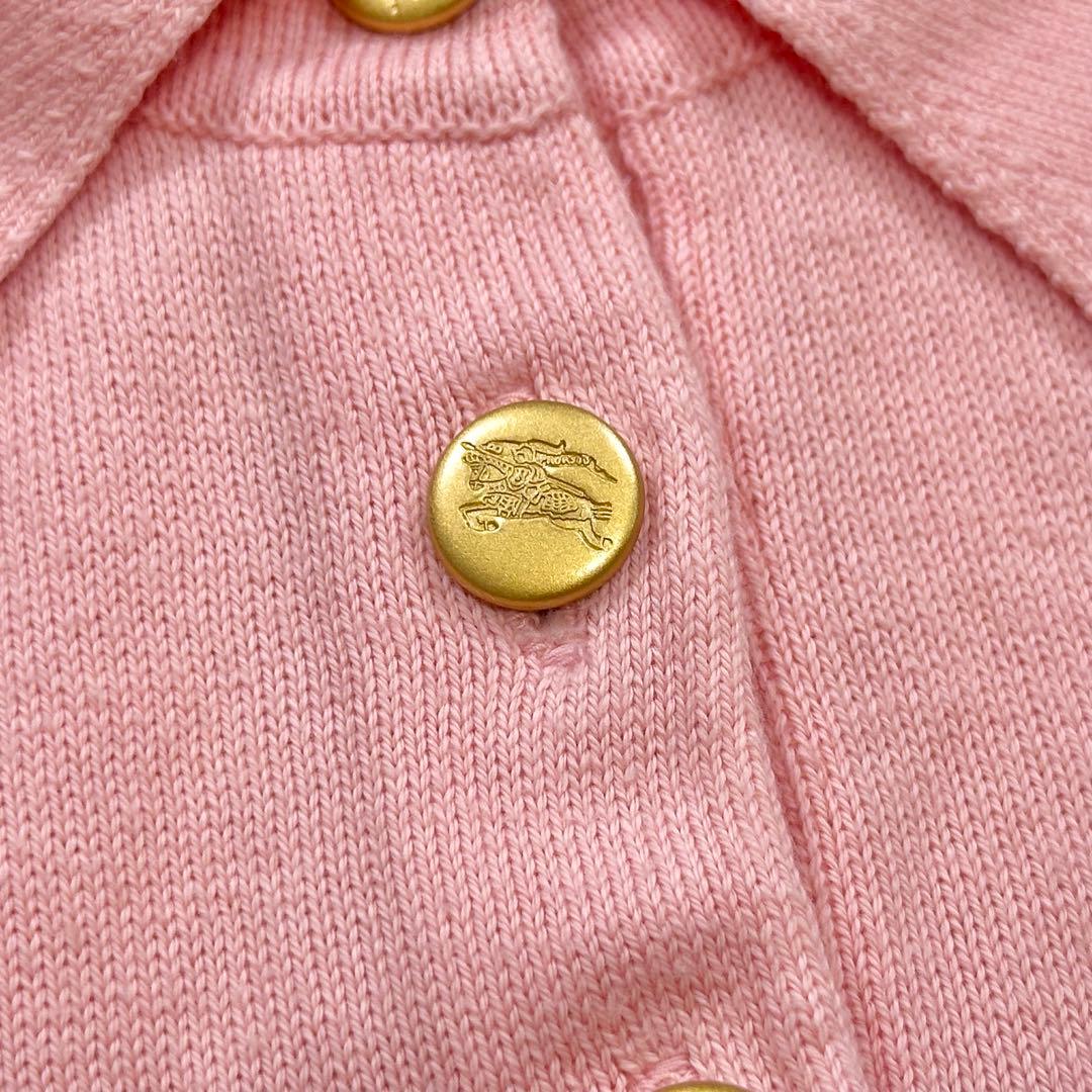 【美品】BURBERRY 金ボタン コットンニットポロシャツ ピンク 38