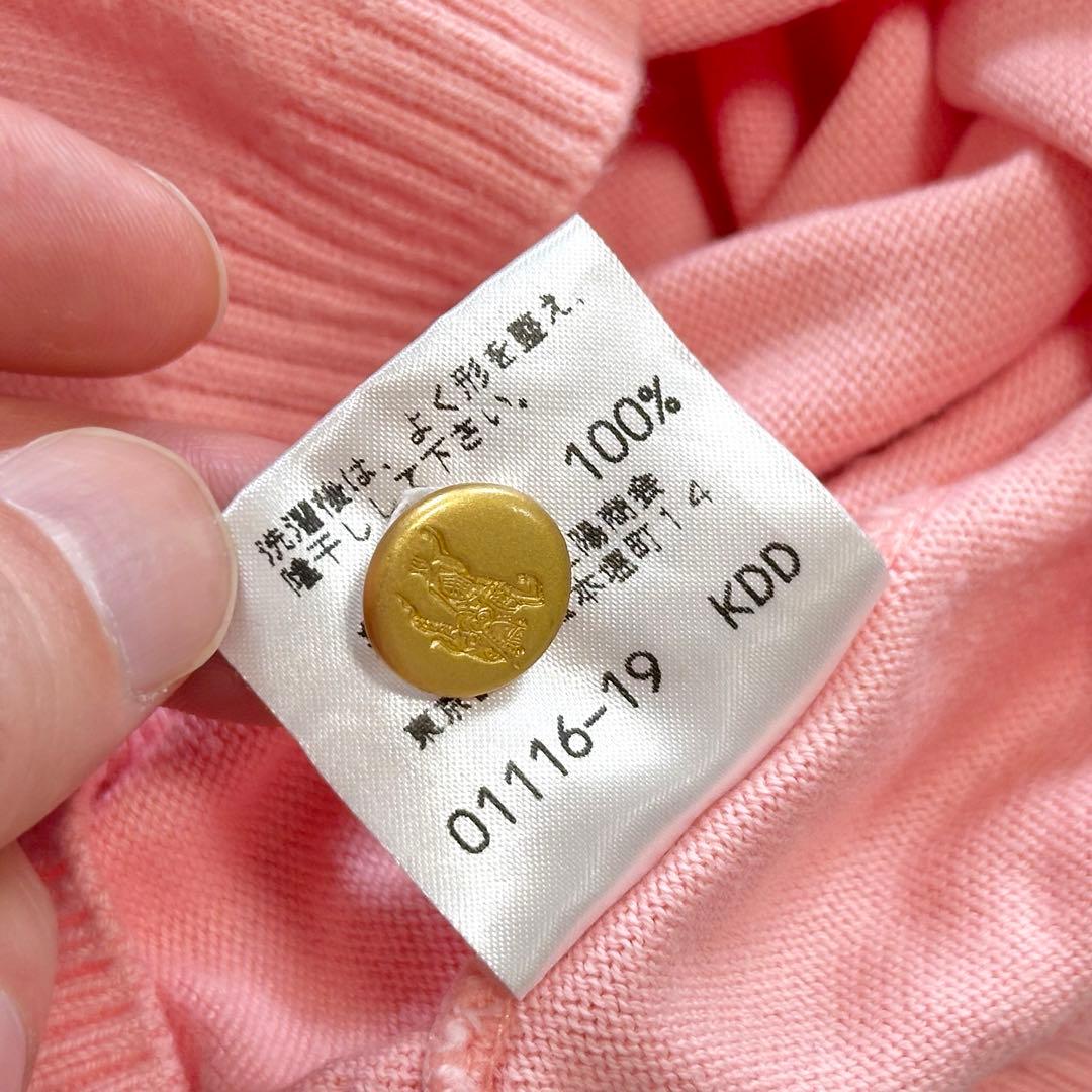 【美品】BURBERRY 金ボタン コットンニットポロシャツ ピンク 38