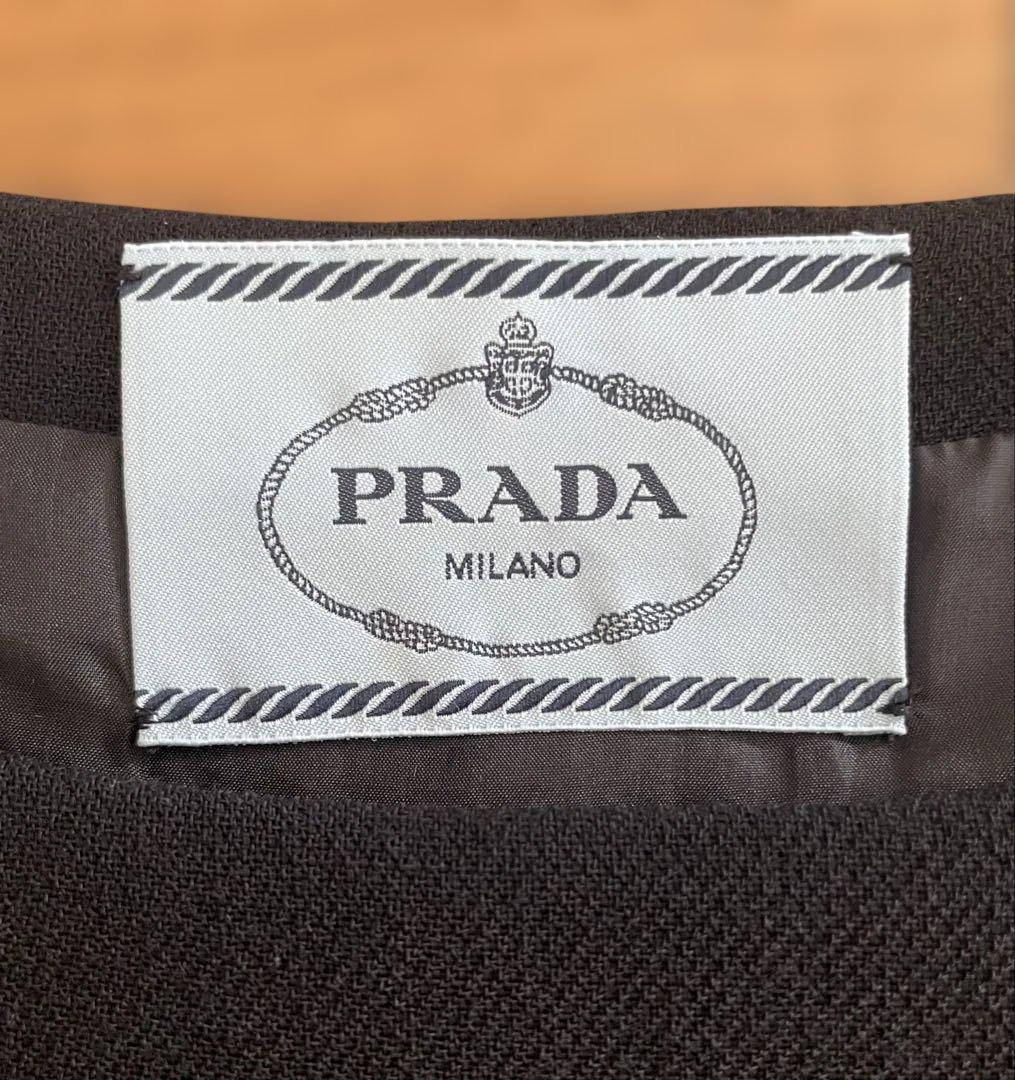 【PRADAプラダ】ビジューモチーフBLACKドレス　イタリア製　42サイズ