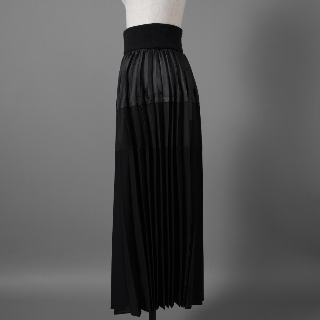 sacai サカイ/ 21SS / 異素材ドッキング プリーツスカート ロング