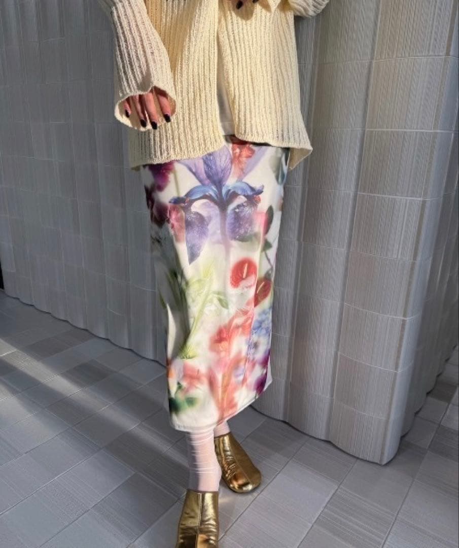 スカート Ameri SMOKE FLOWER SHEER TIGHT SKIRT