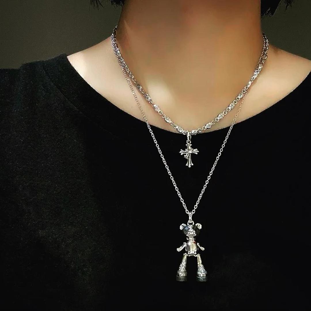 定価2.5万★Justin Davis ジルコニア装飾クロスネックレス