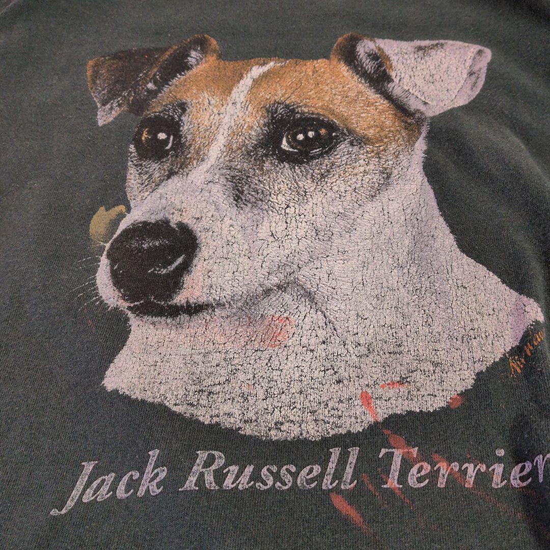90s ヴィンテージ　ジャックラッセルテリア　犬　Tシャツ　深緑　XL