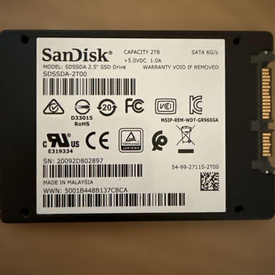 SanDisk SSD PLUS 2TB 2.5インチ + Ugreen
