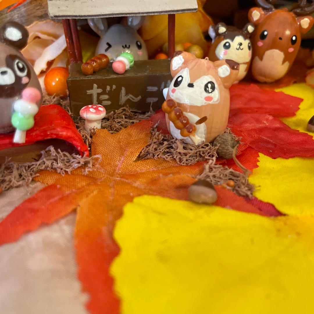 【一点もの】ぽんちゃん☆秋の紅葉の飾り