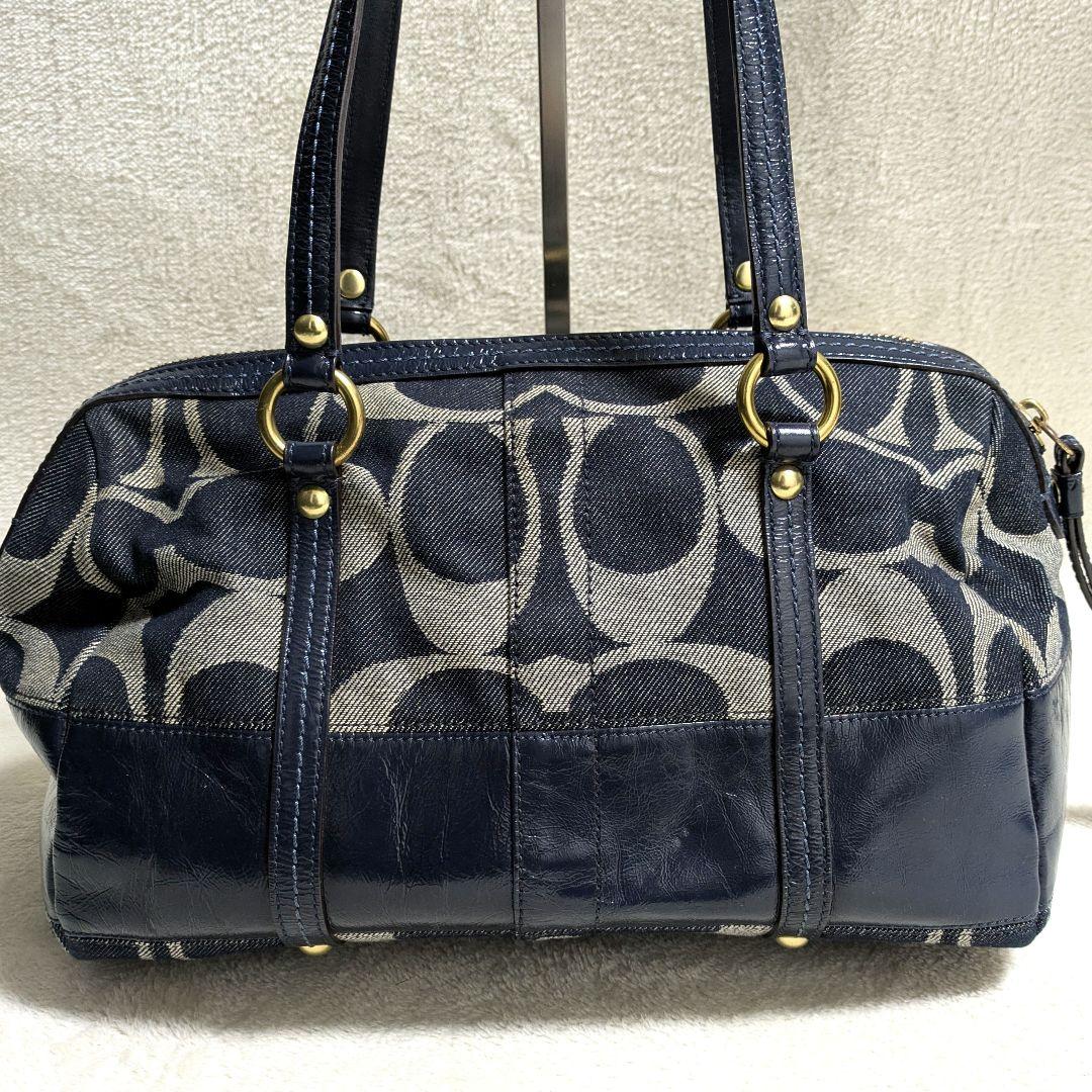 COACH　ミニボストン　シグネチャー　 キャンバス　ネイビー y2k