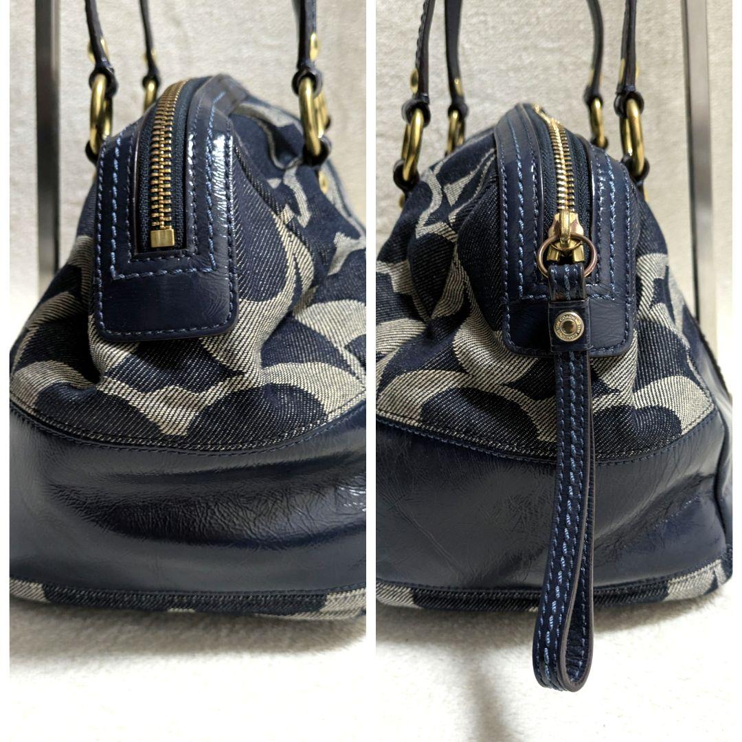 COACH　ミニボストン　シグネチャー　 キャンバス　ネイビー y2k
