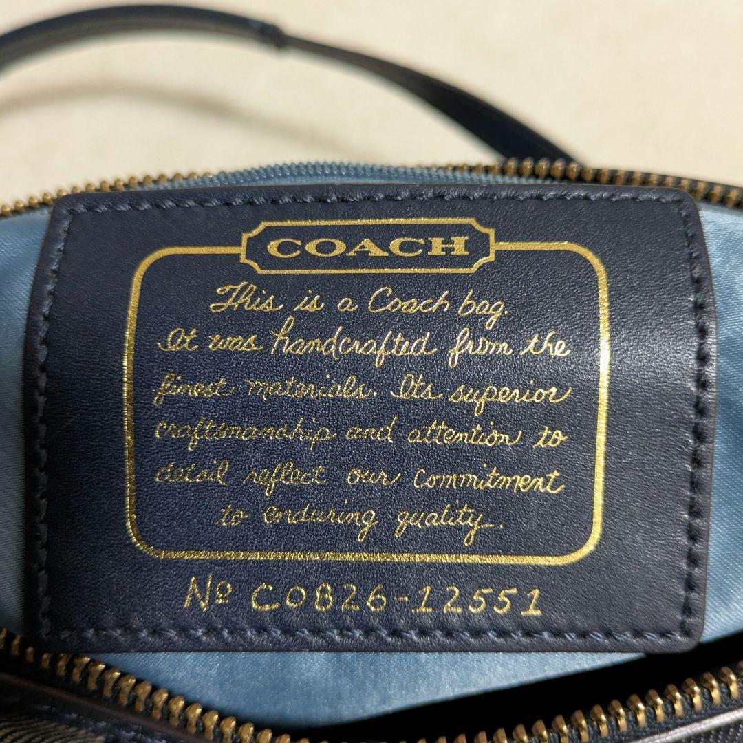 COACH　ミニボストン　シグネチャー　 キャンバス　ネイビー y2k