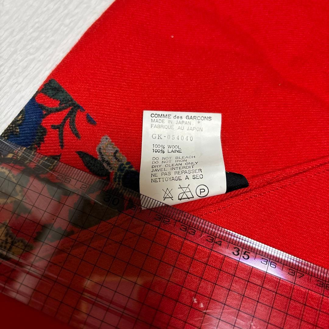 コムデギャルソン　赤×ネイビー更紗柄　ウール　ストール　ヴィンテージ