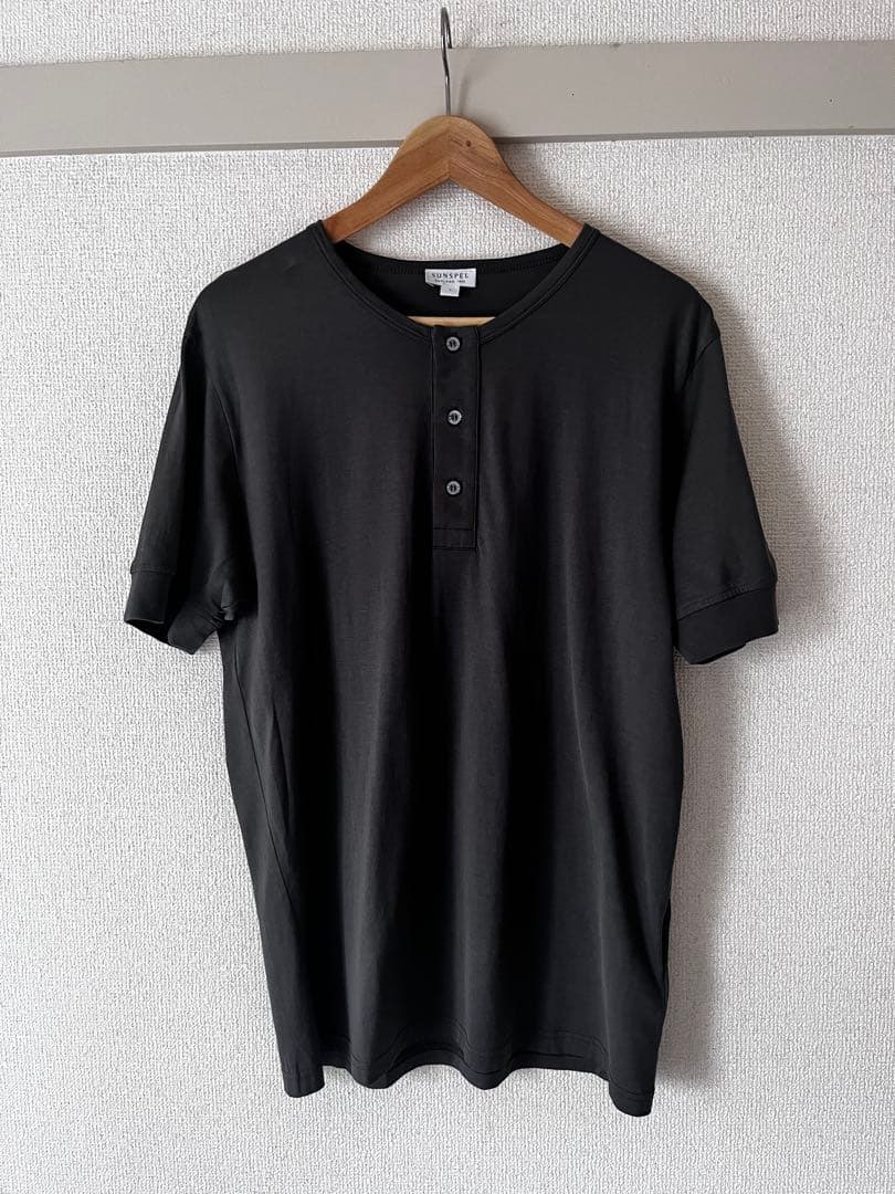 【未使用タグ付】sunspel サンスペル ヘンリーネック Tシャツ Lサイズ