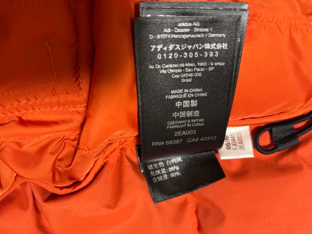 Y-3 取り外しフード付きダウンベスト レンガ色日本サイズ2LX ぐらい　綺麗