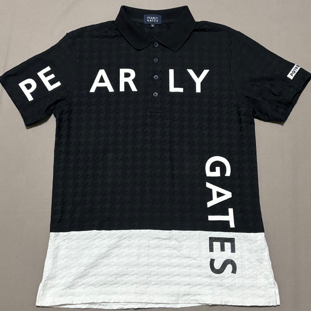 パーリーゲイツPEARLY GATES ロゴプリント千鳥柄半袖ポロシャツ 6