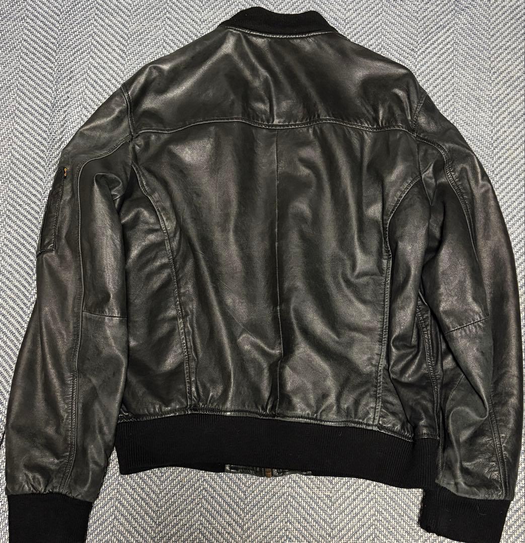 アルファ レザー製 MA-1 シープ ボンバージャケット サイズ:XL