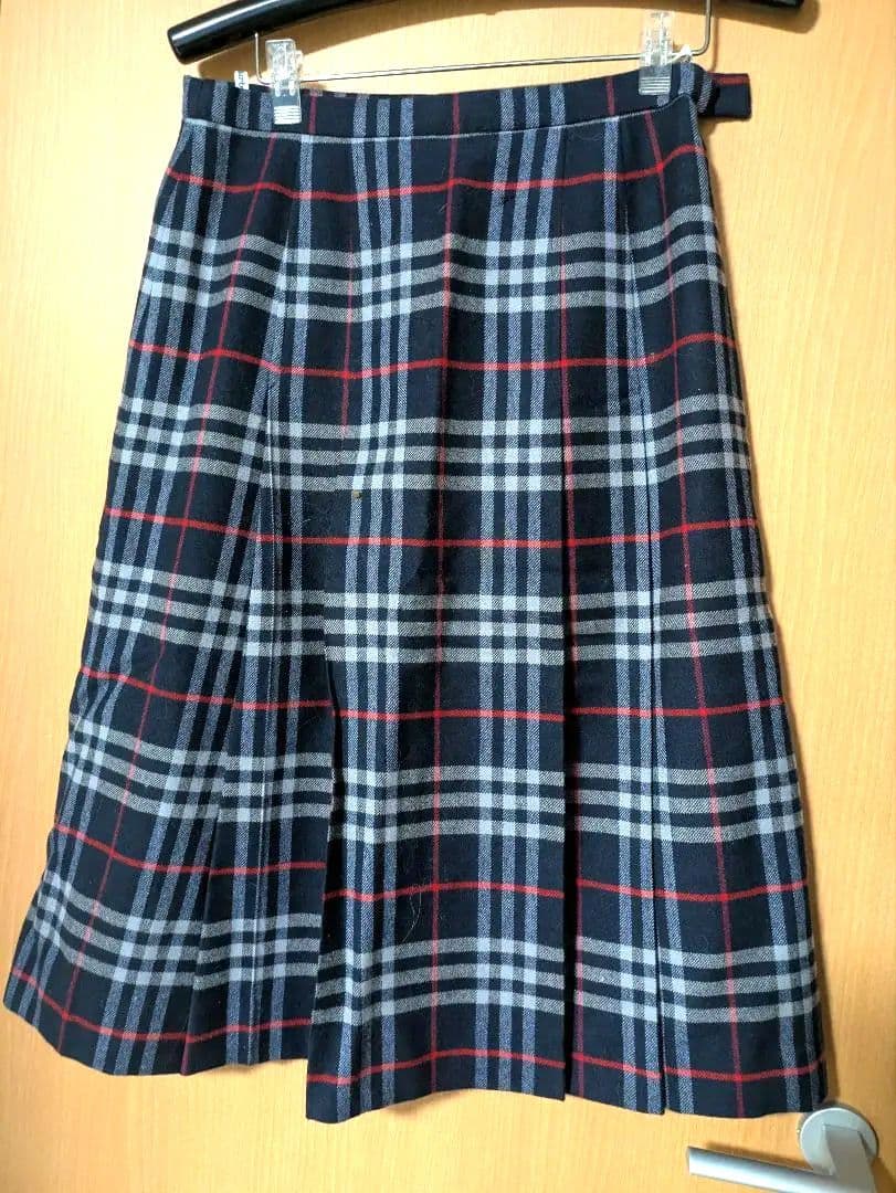 BURBERRYS 冬 ウール ノバチェック　ボックスプリーツスカート　L〜LL