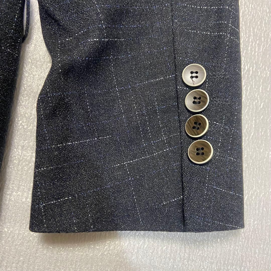 メンズ デザインスーツ3点 大きい4XL 新品 未使用 線柄 ダークグレー