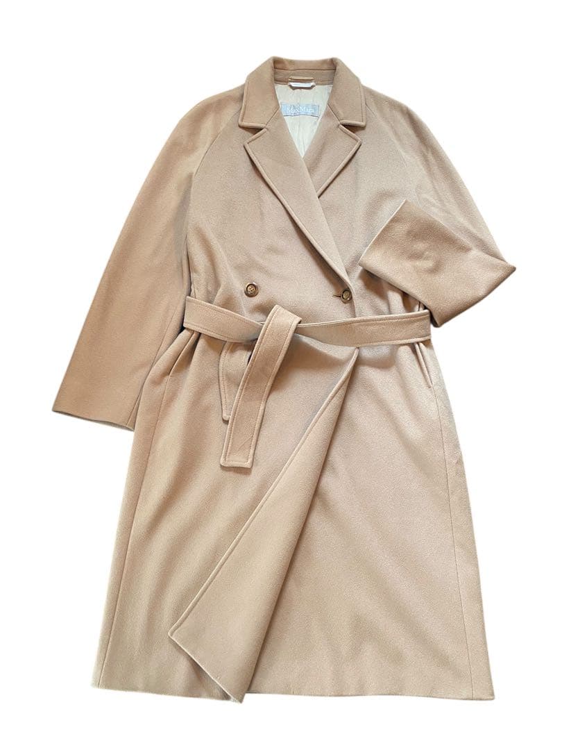 MAX MARA ベルテッド　ダブル　ロング　コート　キャメル