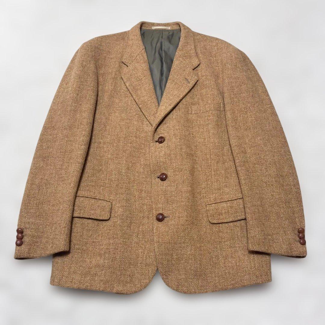 Harris Tweed ツイードテーラードジャケット くるみボタン L
