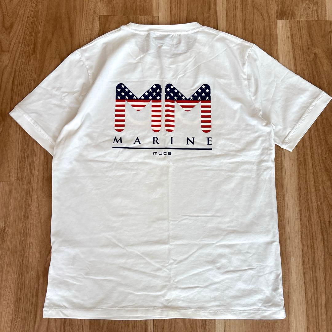 【美品/メンズXL】ムータマリン　muta　Tシャツ　半袖カットソー　ロゴ　白