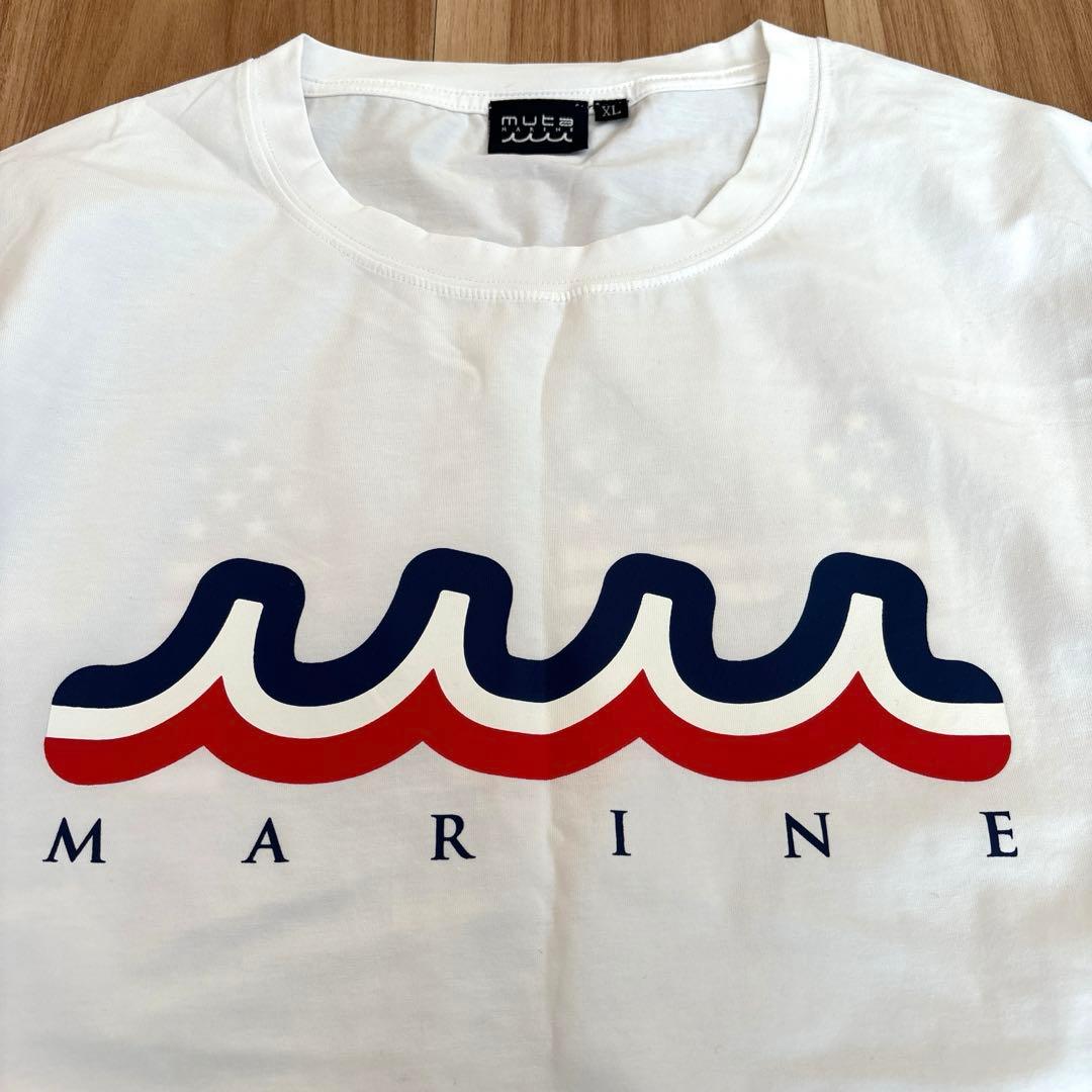 【美品/メンズXL】ムータマリン　muta　Tシャツ　半袖カットソー　ロゴ　白