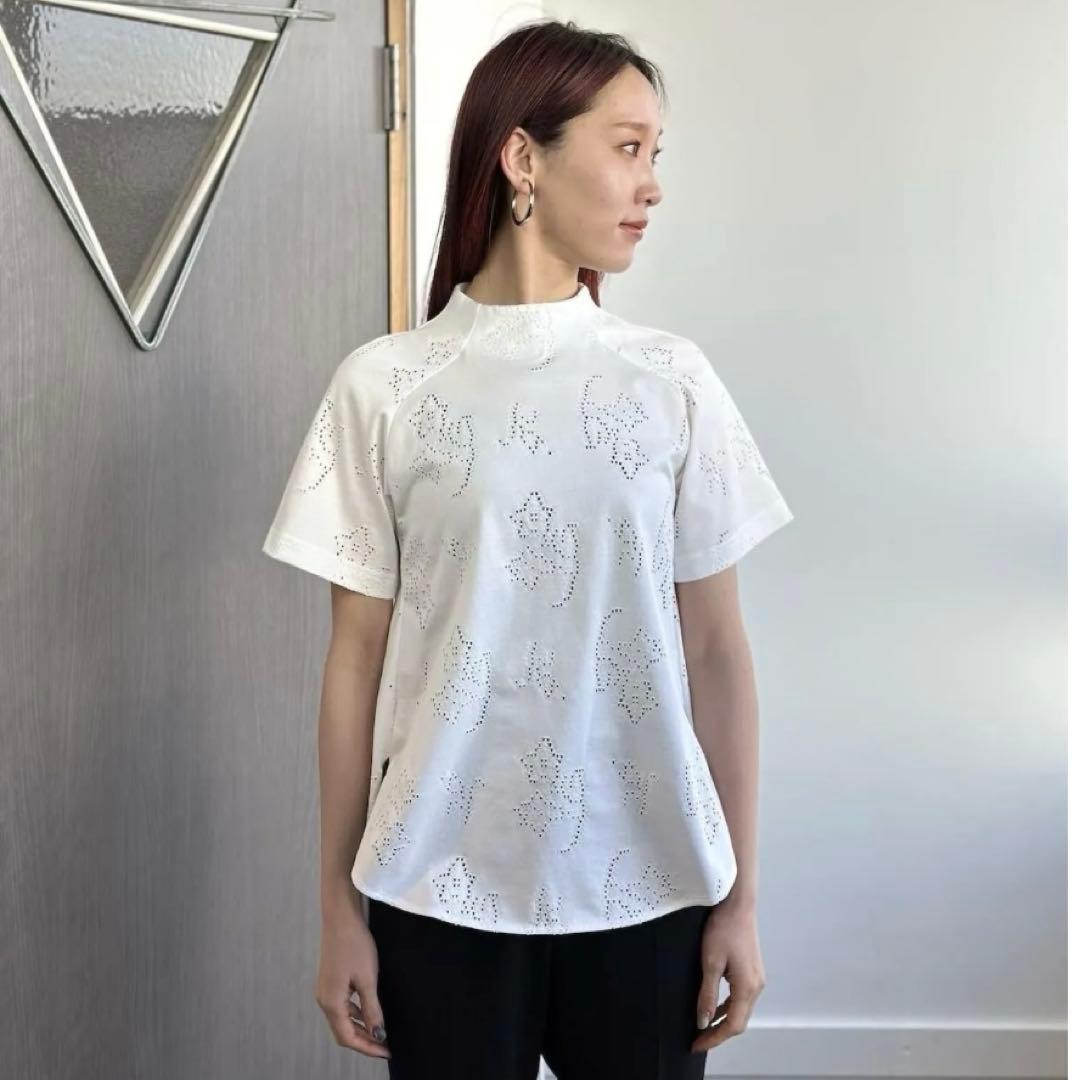 トップス Eyelet Jersey Jacquard Top white