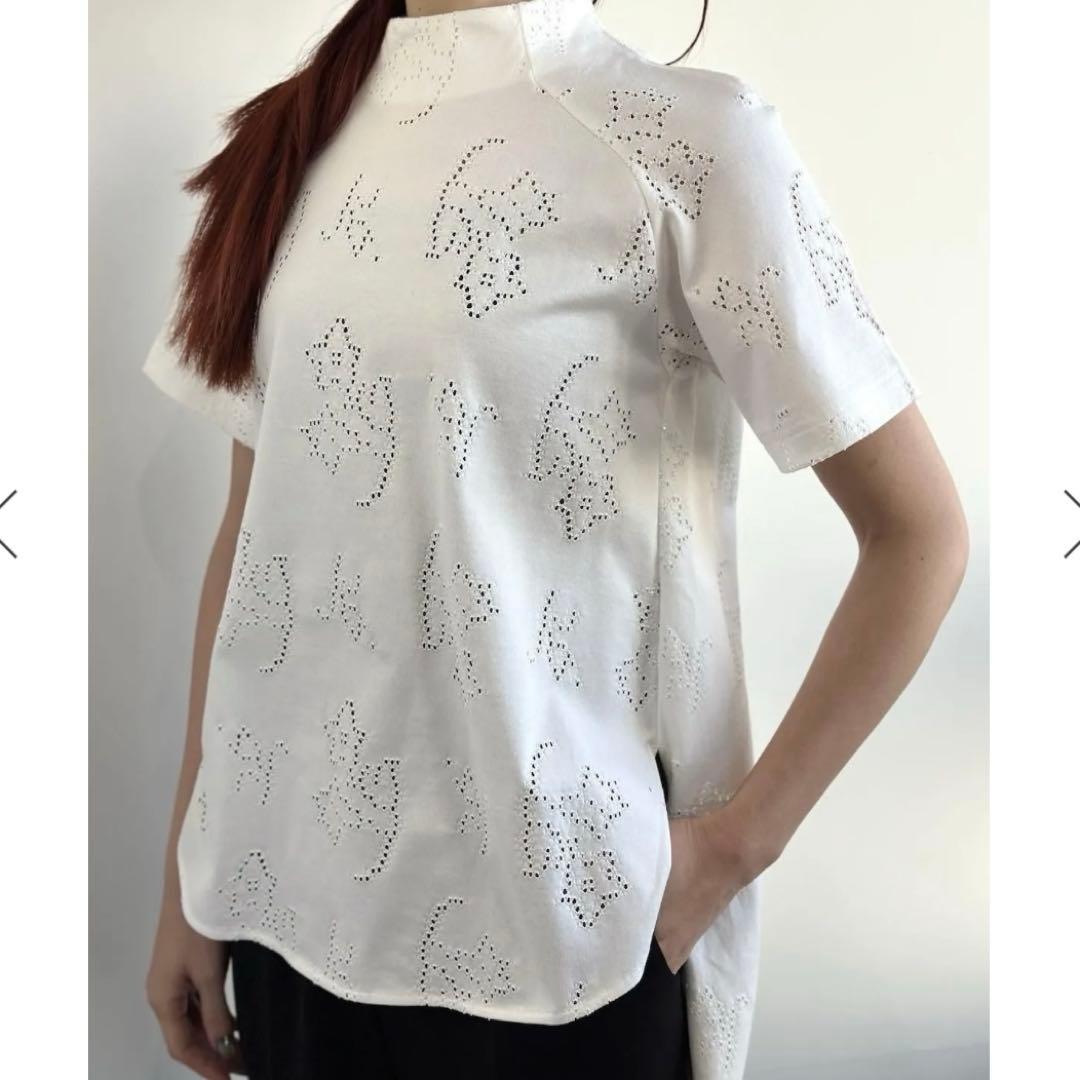 トップス Eyelet Jersey Jacquard Top white