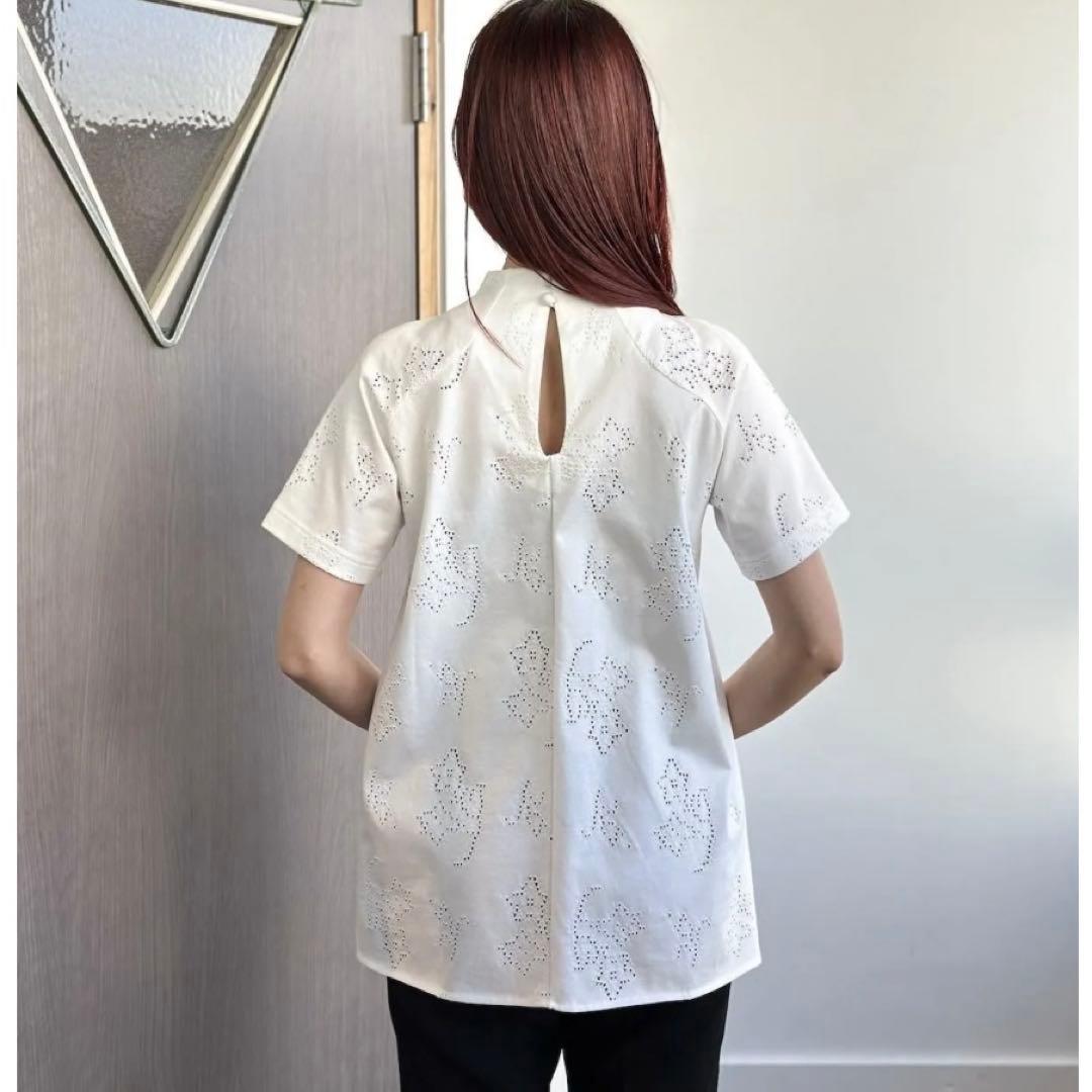 トップス Eyelet Jersey Jacquard Top white