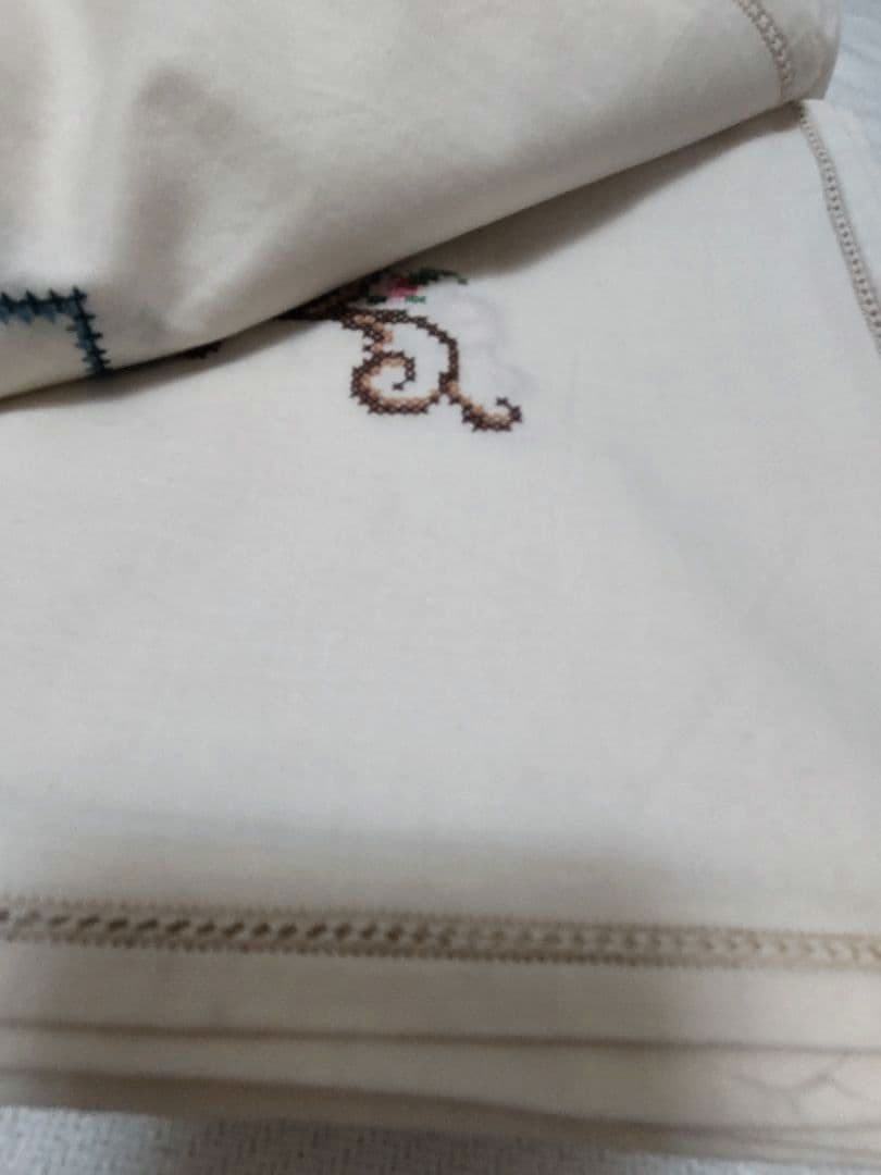 フランスアンティークレース 刺繍 テーブルクロス ベッドカバー ヴィンテージ