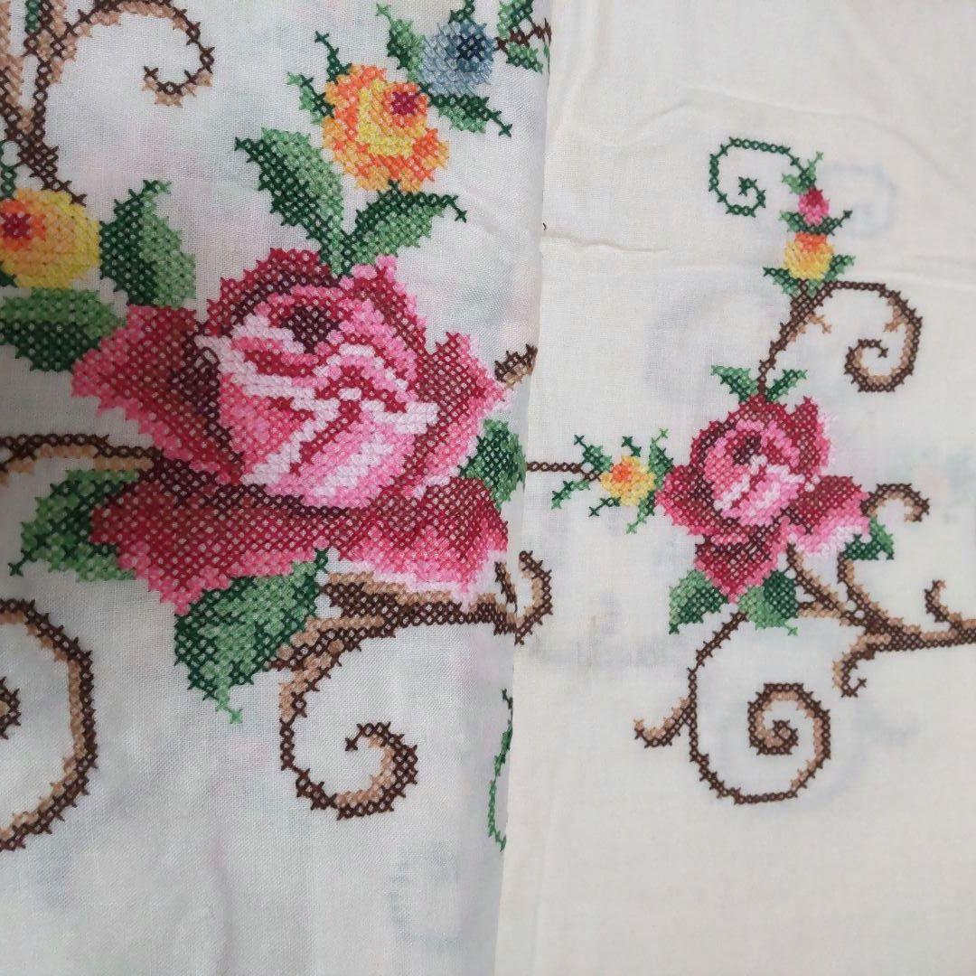 フランスアンティークレース 刺繍 テーブルクロス ベッドカバー ヴィンテージ