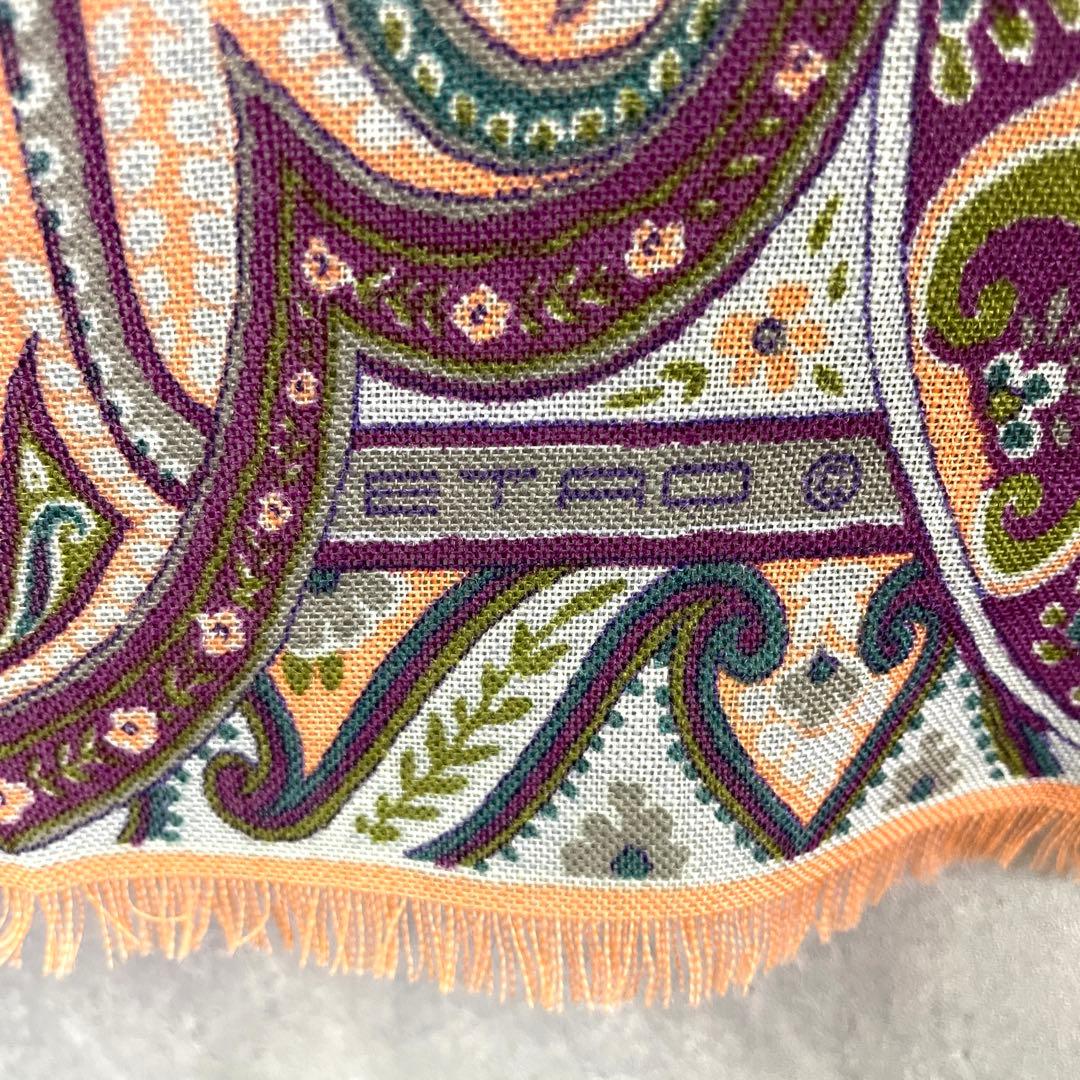 エトロ【ETRO】ペイズリー柄/ウール100%/イタリア製/冷房対策/マフラー