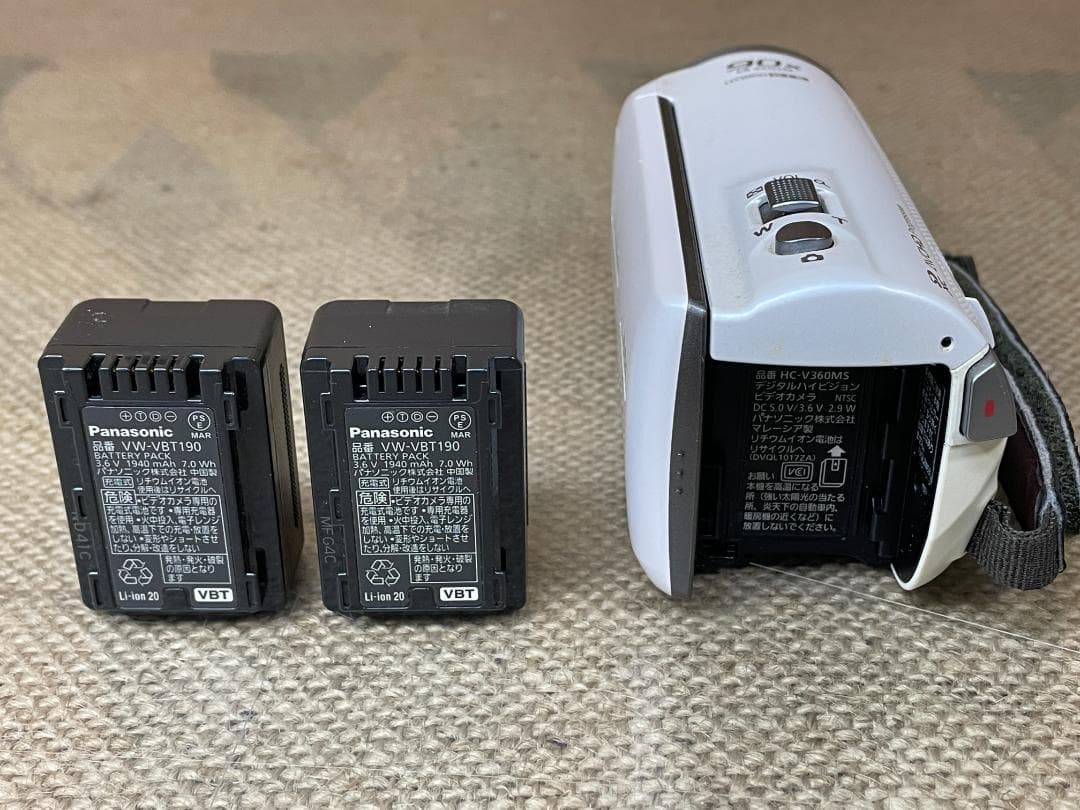 充電器なし Panasonic HC-V360MS 動作品 バッテリー2個付