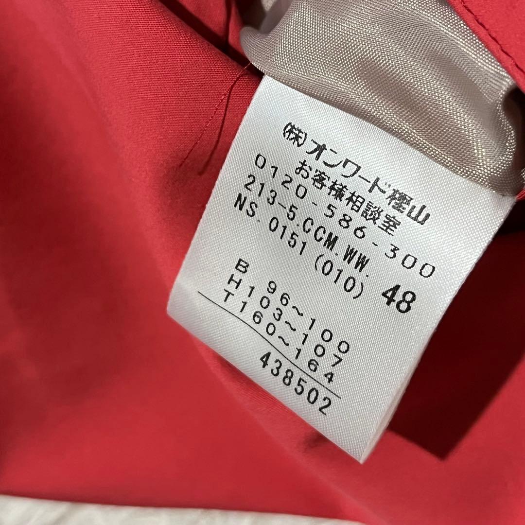 【未使用タグ付】23区 ピンクレッドトレンチコート ロング　大きいサイズ48