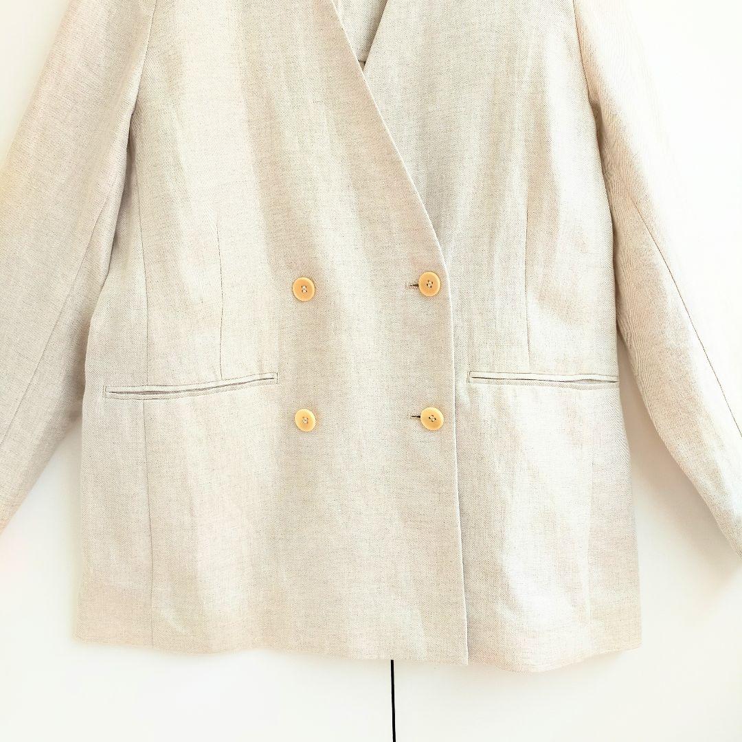 イエナ　IENA　フレンチ　リネン　ダブル　ブレスト　ジャケット　ノーカラー