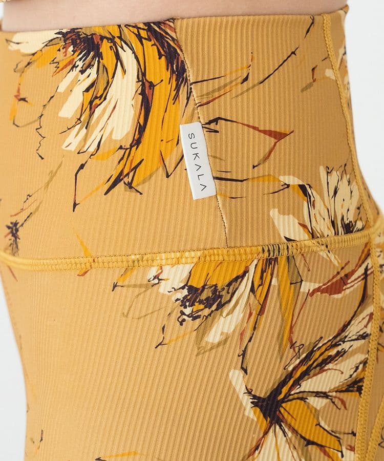 【美品】リブBigフラワープリント　レギンス