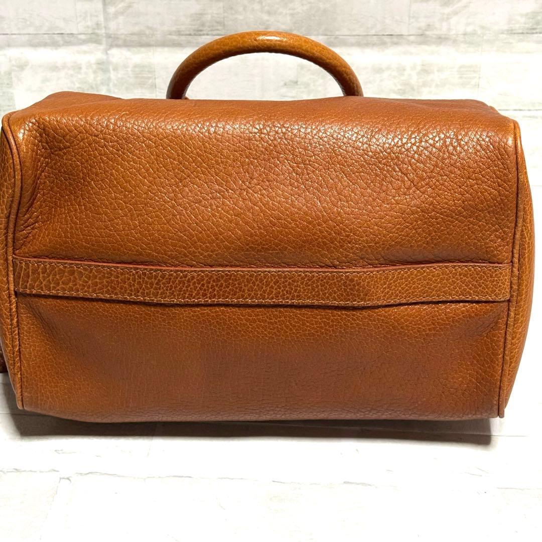 美品 希少 ラルフローレン ミニボストン シボ革　ブラウン