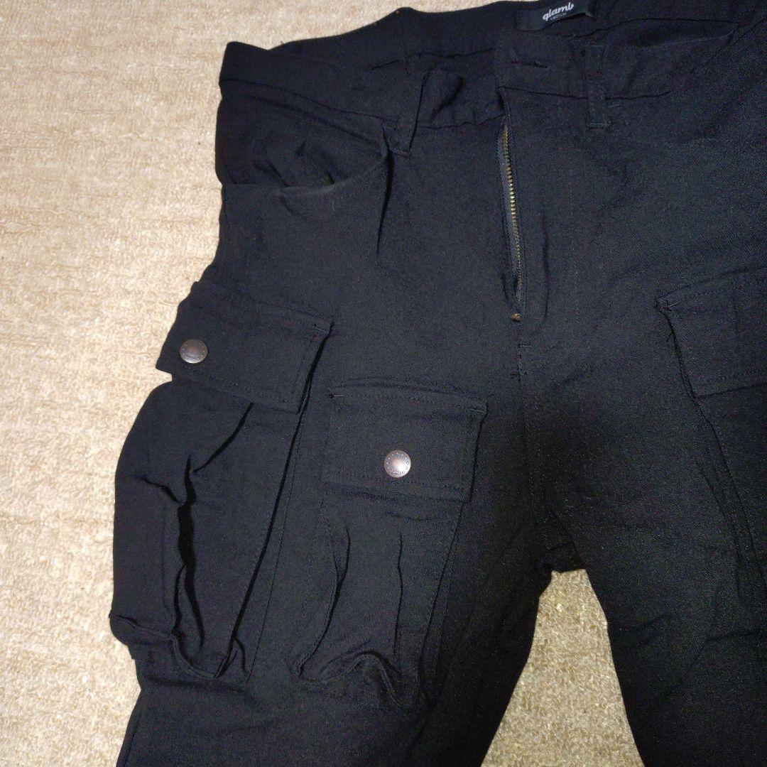 glamb 黒 サルエルカーゴパンツ 　裾リブ