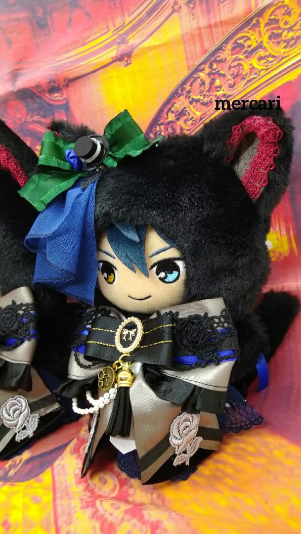 ちゃそ⚙様　確認用　黒と青と薔薇のにゃんこ