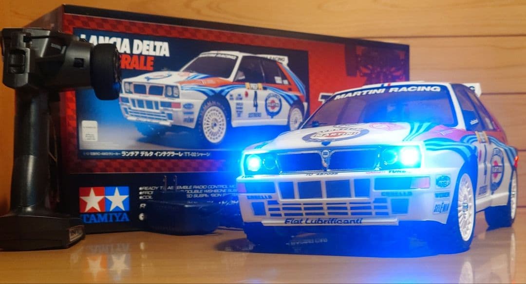 田宮RCランチアデルタインテグラーレLEDライト付＆プロポバッテリ…完成品セット