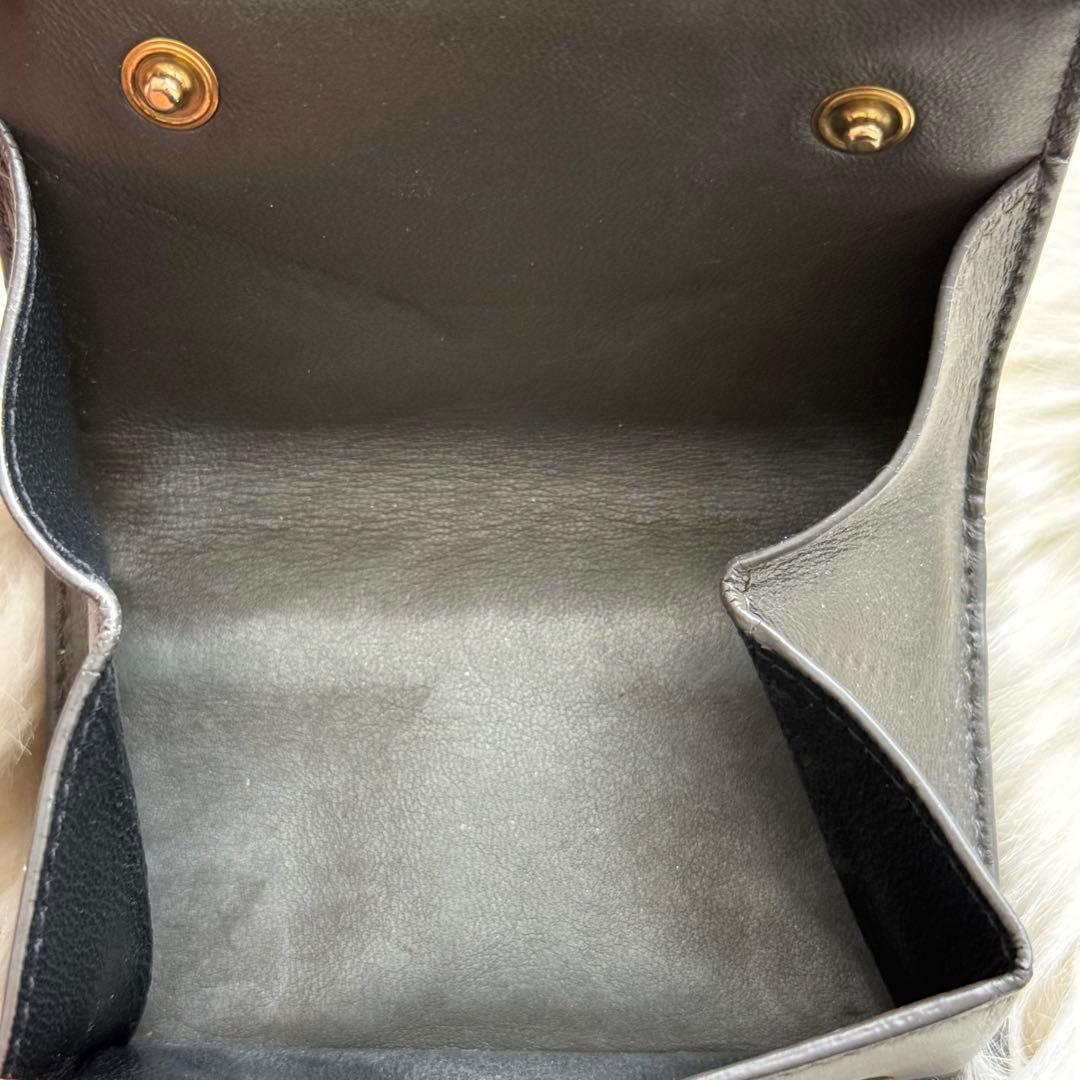 サンローラン モノグラム コンパクトウォレット Vステッチ グレーキャビアスキン